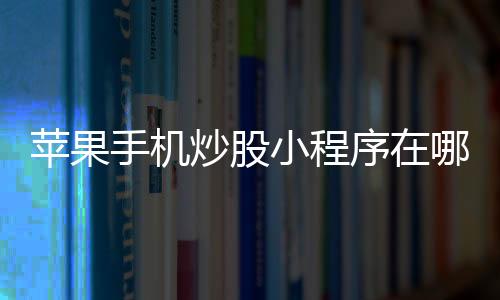 苹果手机炒股小程序在哪_(苹果手机上的炒股软件怎么使用)